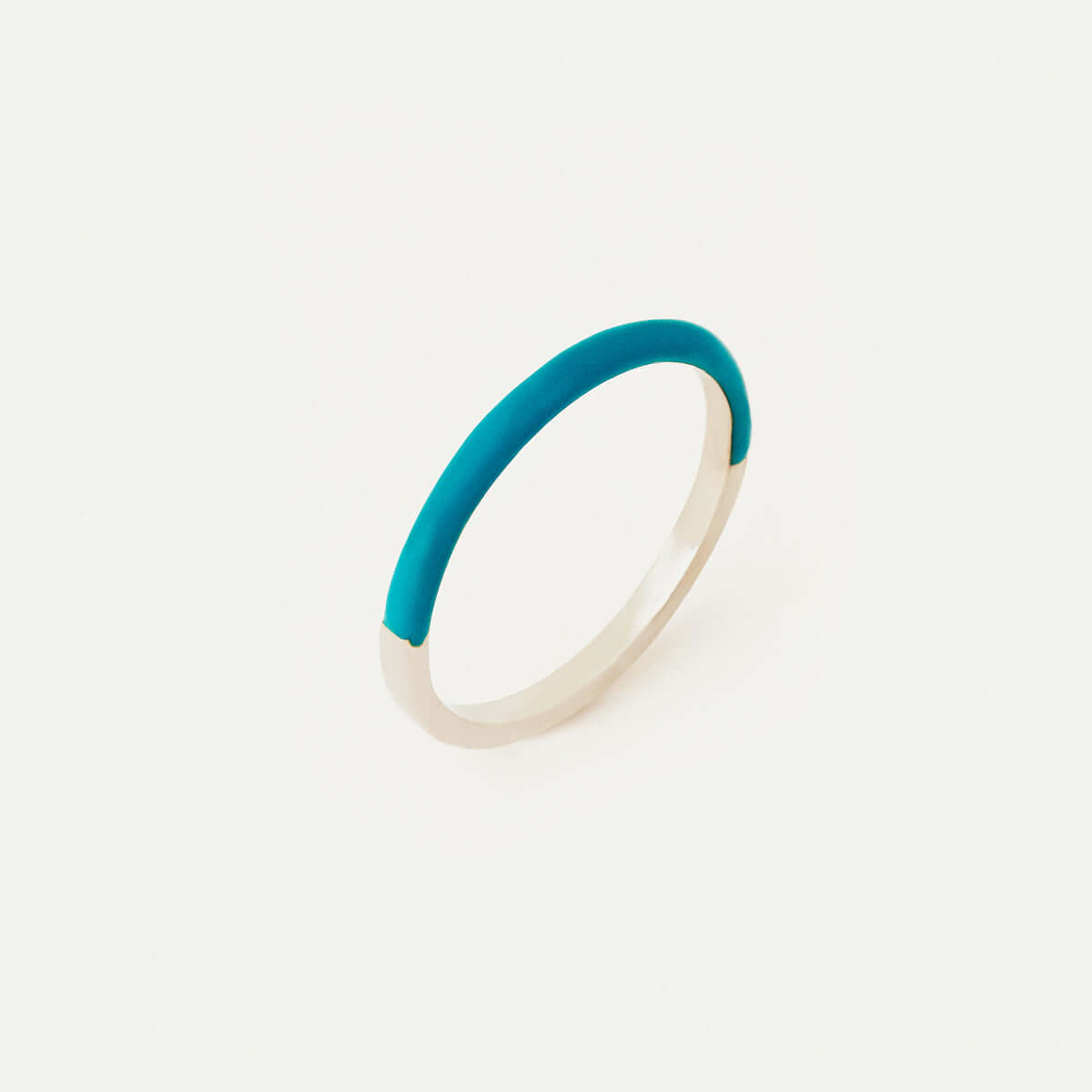 Colorful Half Enamel Ring in 14K Solid Gold