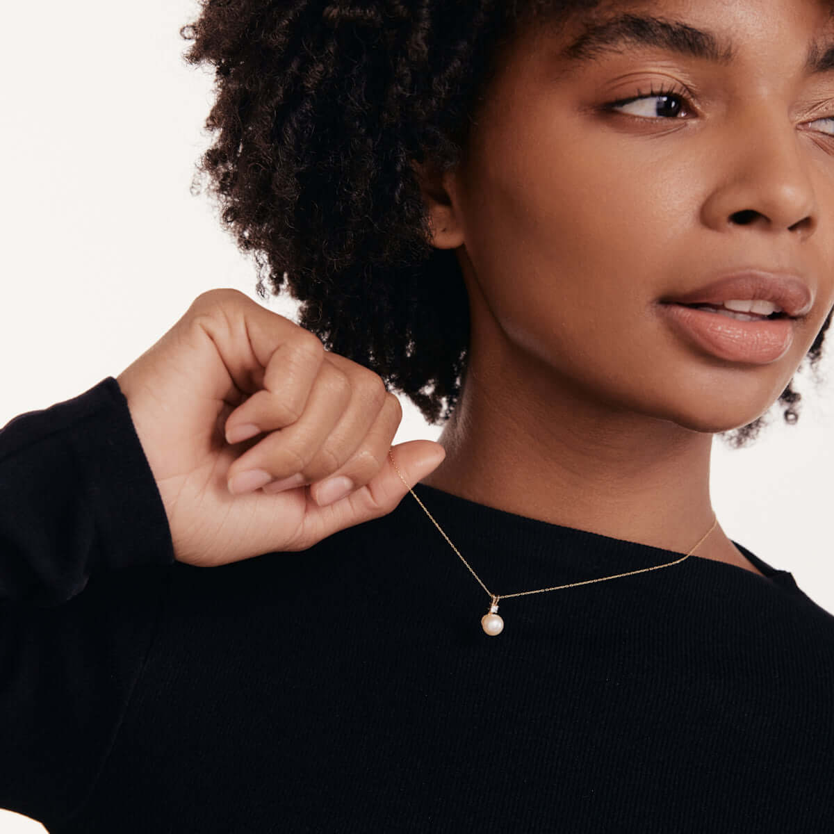 CZ and Pearl Pendant Necklace