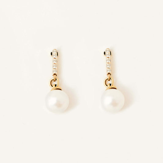 Diamond and Pearl Drop Earrings