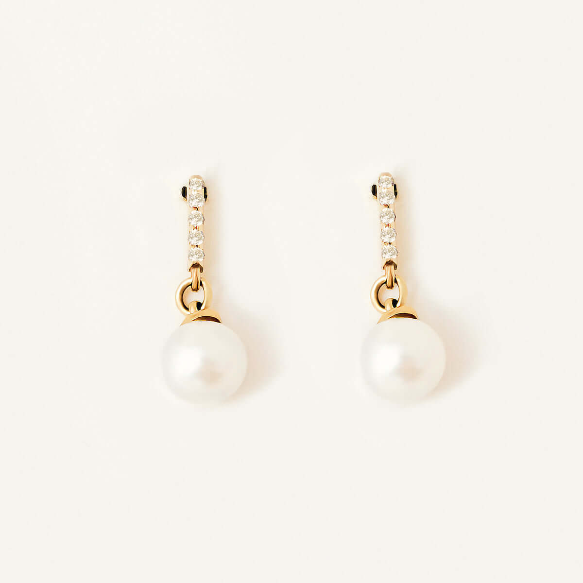 Diamond and Pearl Drop Earrings