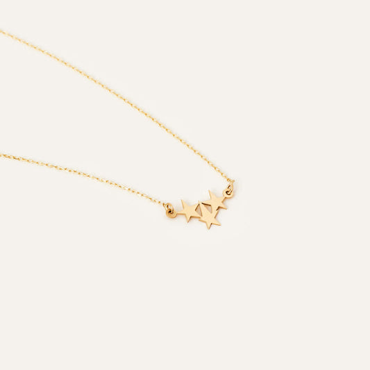 Star Trio Necklace in 14K Solid Gold