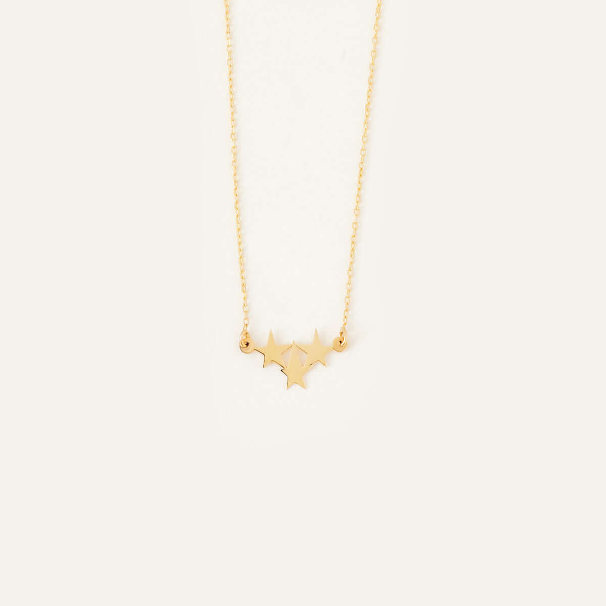 Star Trio Necklace in 14K Solid Gold