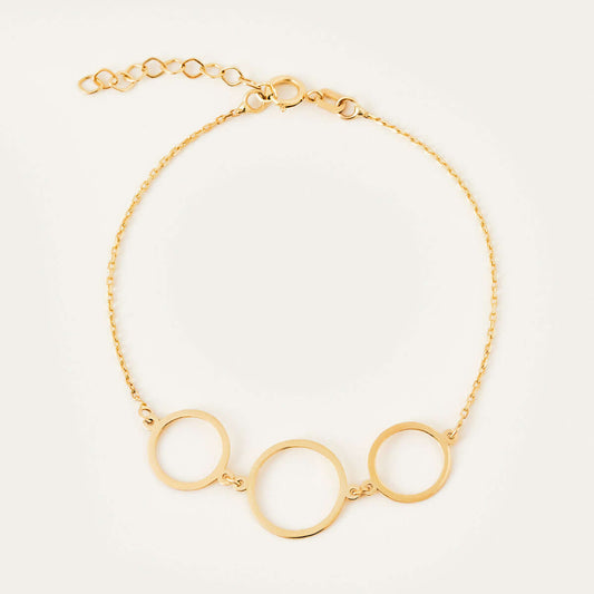 Three Rings Bracelet in 14K Solid Gold