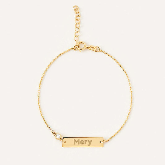 Engraved Name Bracelet in 14K Solid Gold