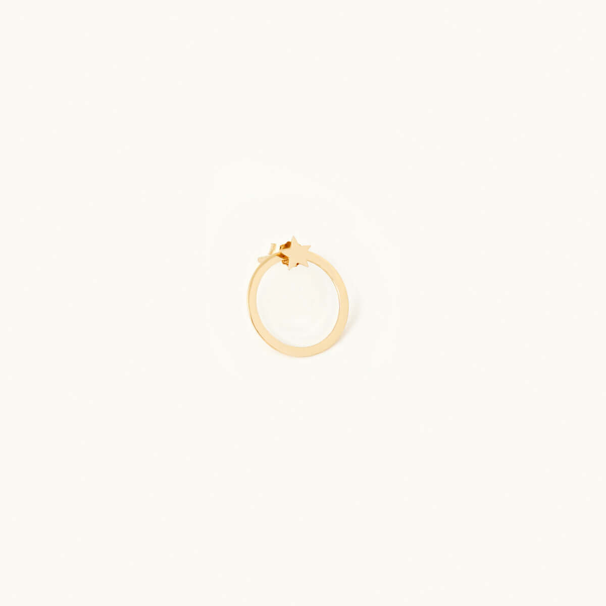 Star Circle Front Back Earrings in 14K Solid Gold