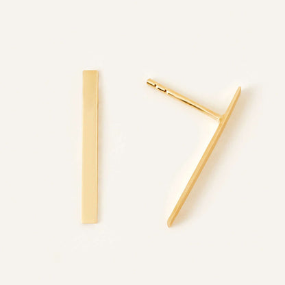 Drop Bar Stud Earrings in 14K Solid Gold