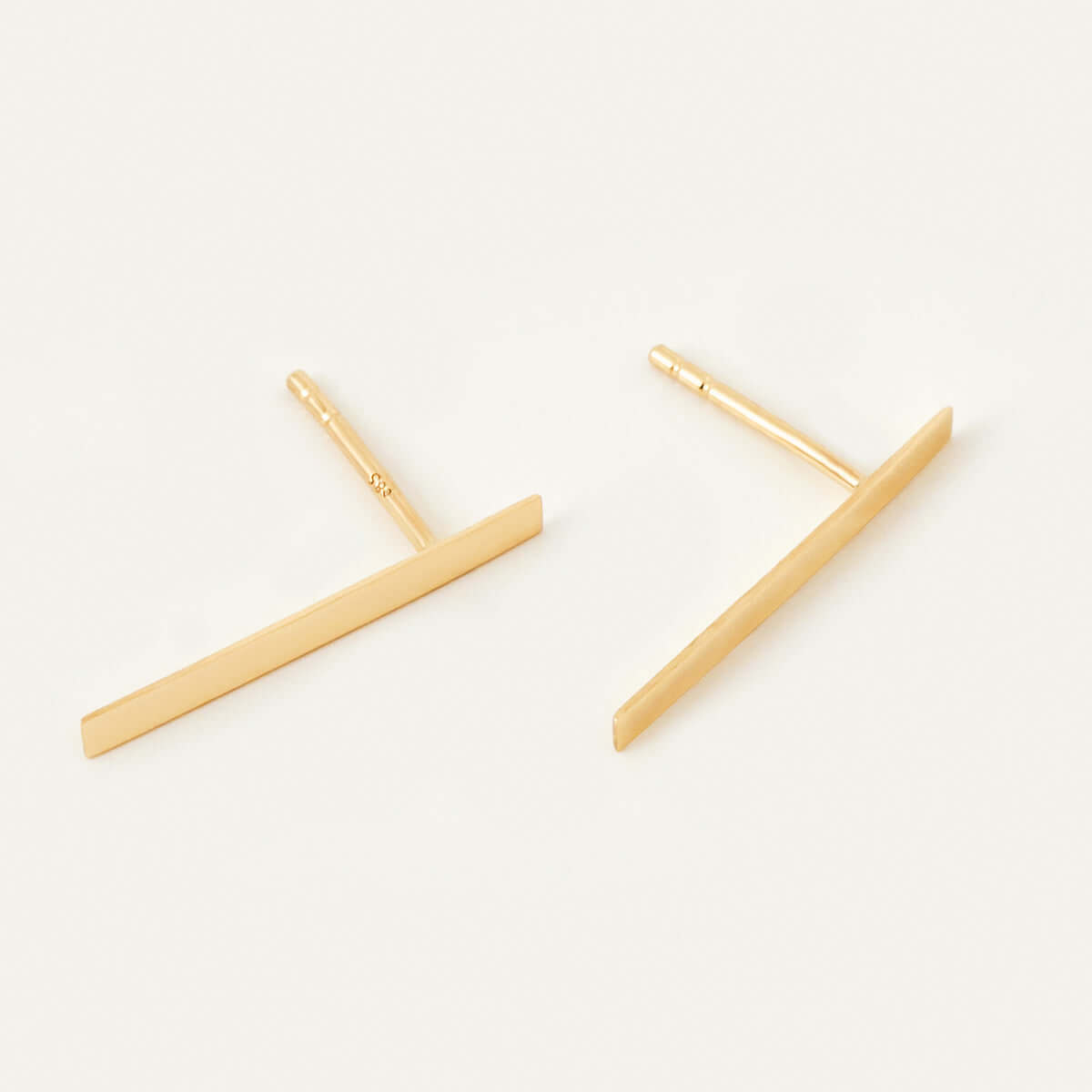 Drop Bar Stud Earrings in 14K Solid Gold