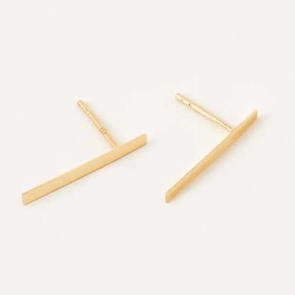 Drop Bar Stud Earrings in 14K Solid Gold