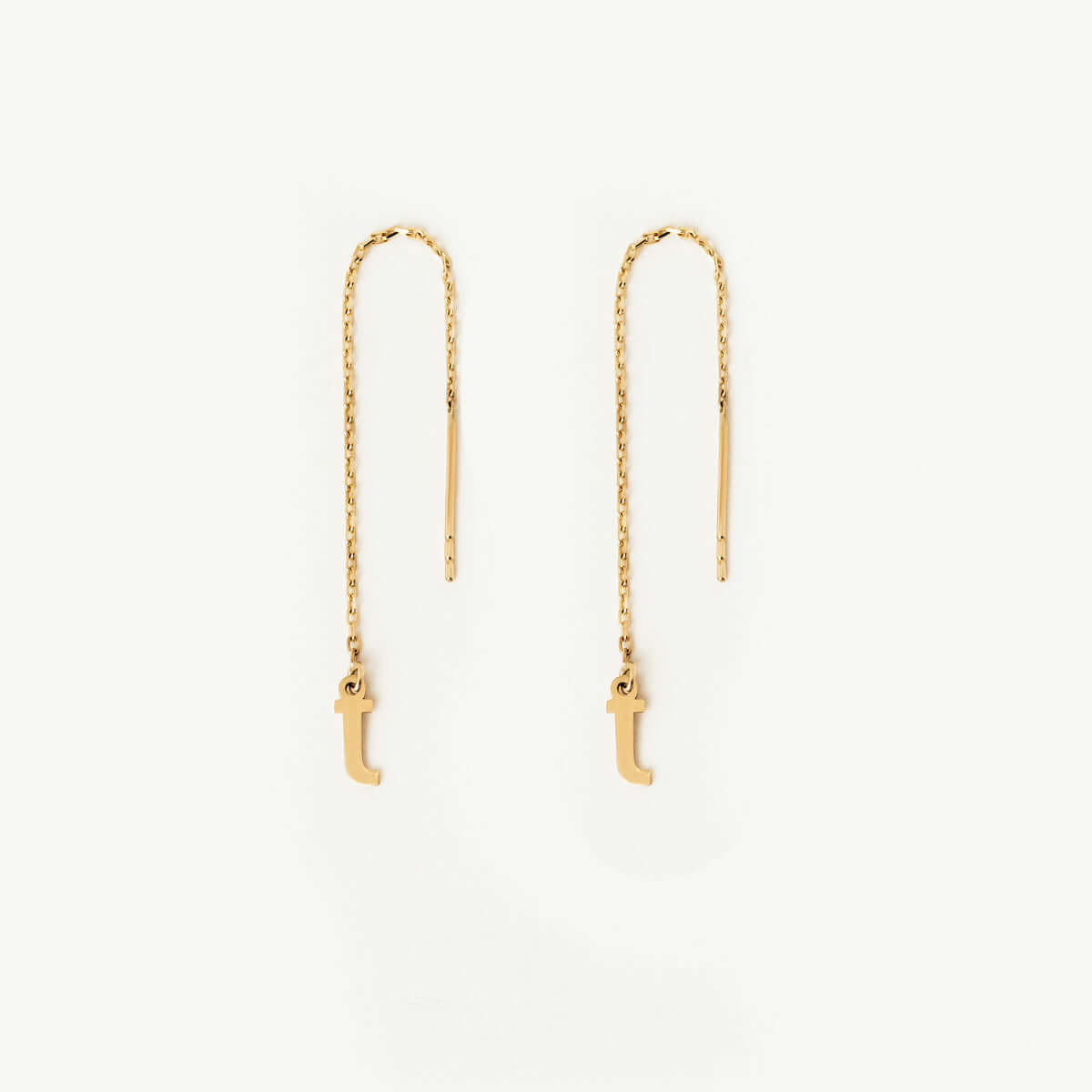 Initial Threader Earrings in 14K Solid Gold