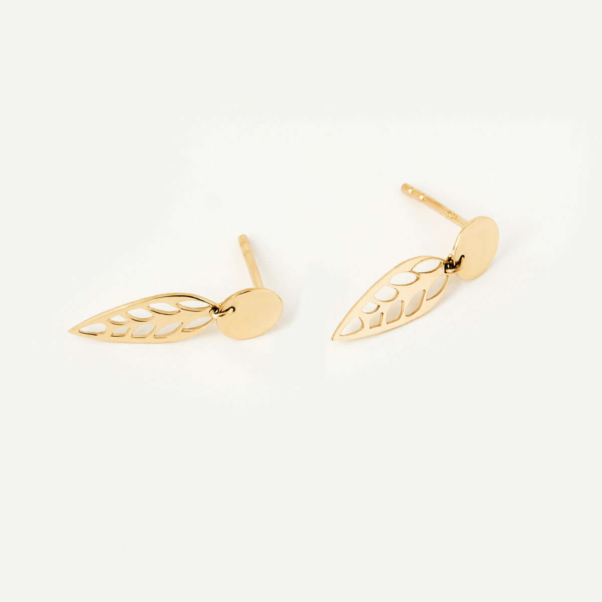 Leaf Drop Earrings in 14K Solid Gold