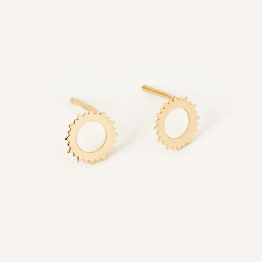 Open Sun Stud Earrings in 14K Solid Gold