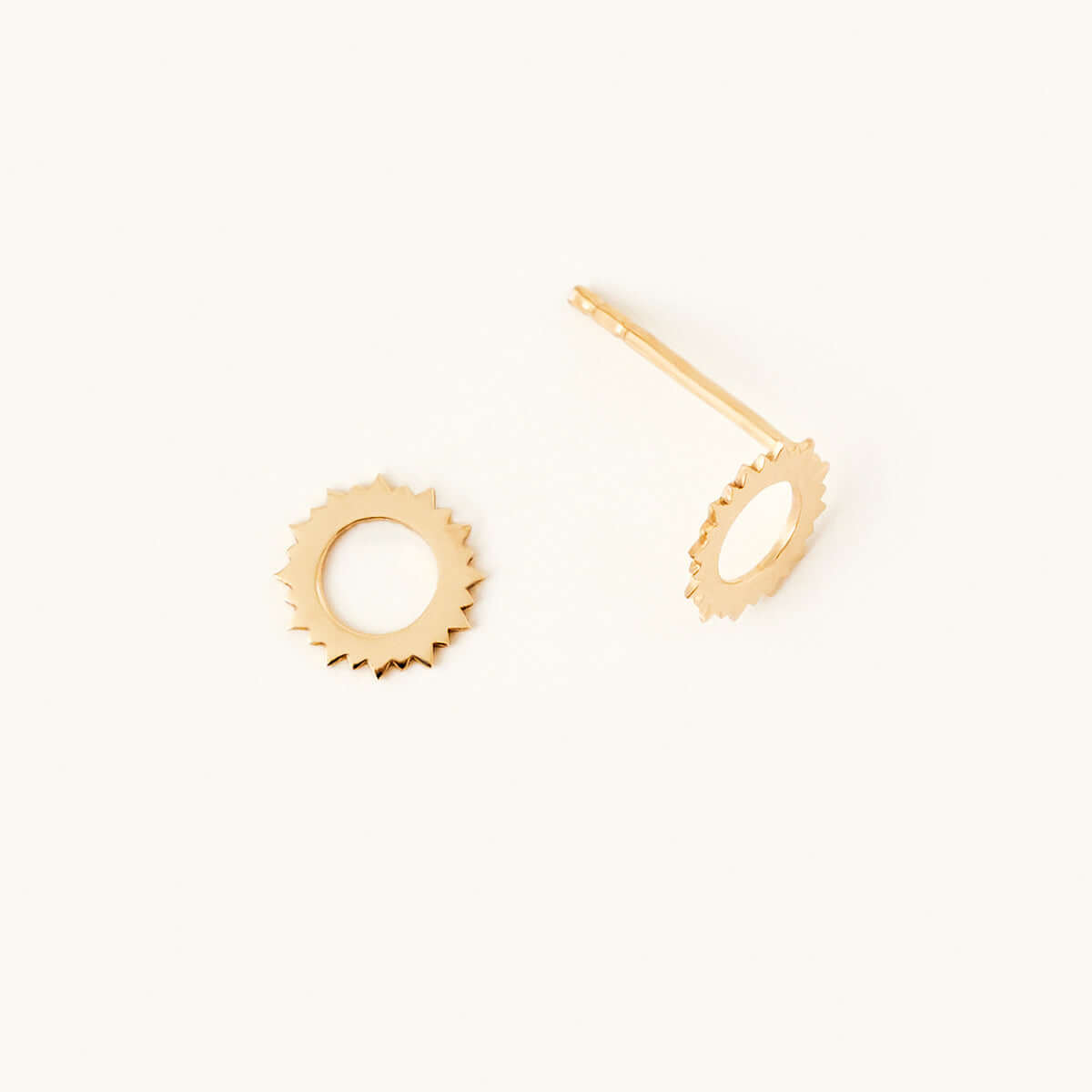 Open Sun Stud Earrings in 14K Solid Gold