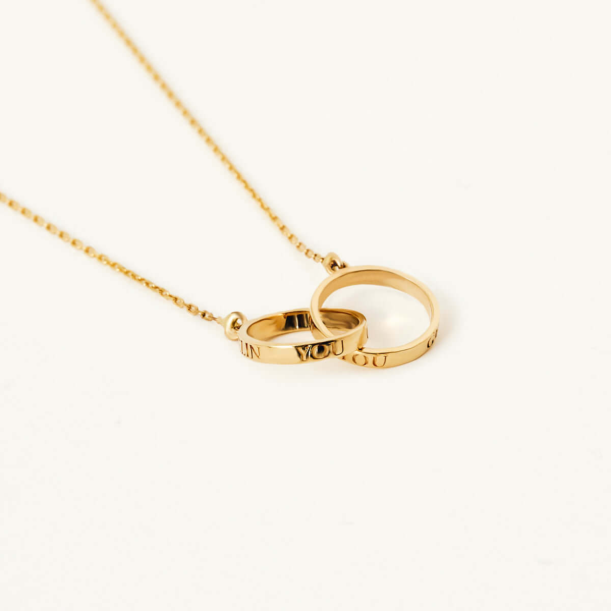 Interlocking Rings Necklace in 14K Solid Gold