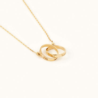 Interlocking Rings Necklace in 14K Solid Gold