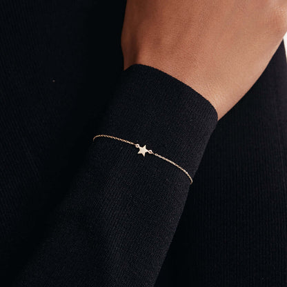 Bead Station and Star Bracelet in 14K Solid Gold