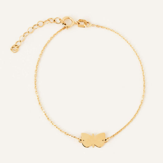 Bead Station and Butterfly Bracelet in 14K Solid Gold