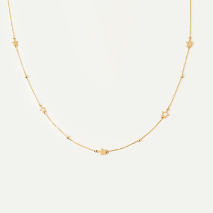 Star Station Necklace in 14K Solid Gold