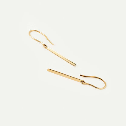 Geometric Bar Dangle Earring in 14K Solid Gold