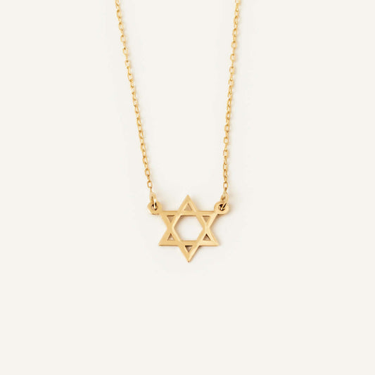 Jewish Star Necklace in 14K Solid Gold