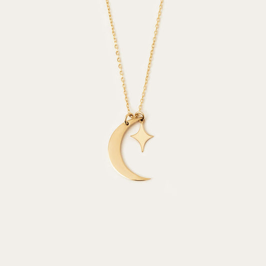 Crescent Moon and Star Necklace
