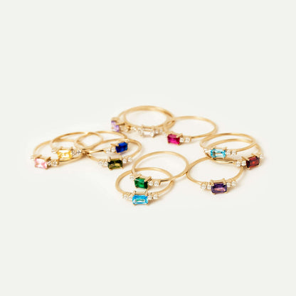 Birthstone Multi Stone Cubic Zirconia Ring in 14K Solid Gold