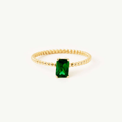 Baguette Birthstone Stacking Ring in 14K Solid Gold