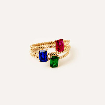 Baguette Birthstone Stacking Ring in 14K Solid Gold