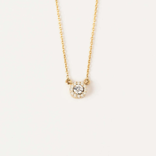 Collier Halo de diamants en or massif 14 carats