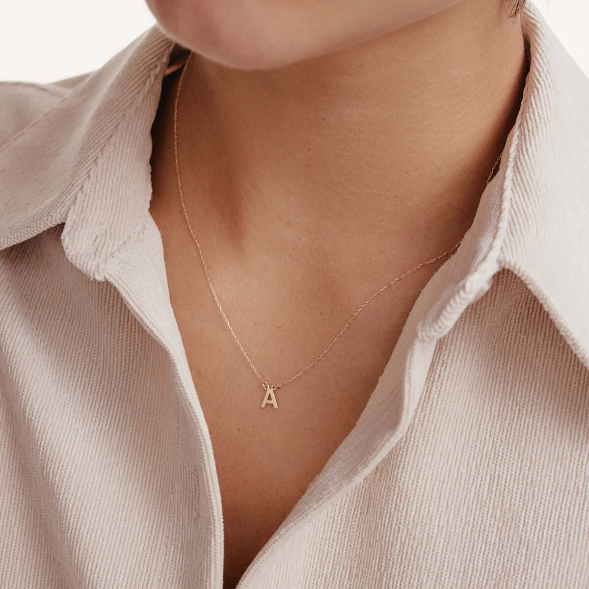 Custom Dainty Initial Necklace in 14K Solid Gold