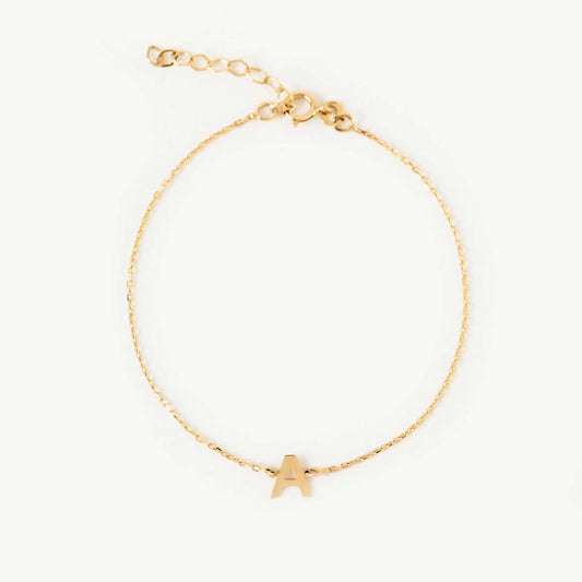 Bracelet Initial Personnalisé en Or Massif 14K