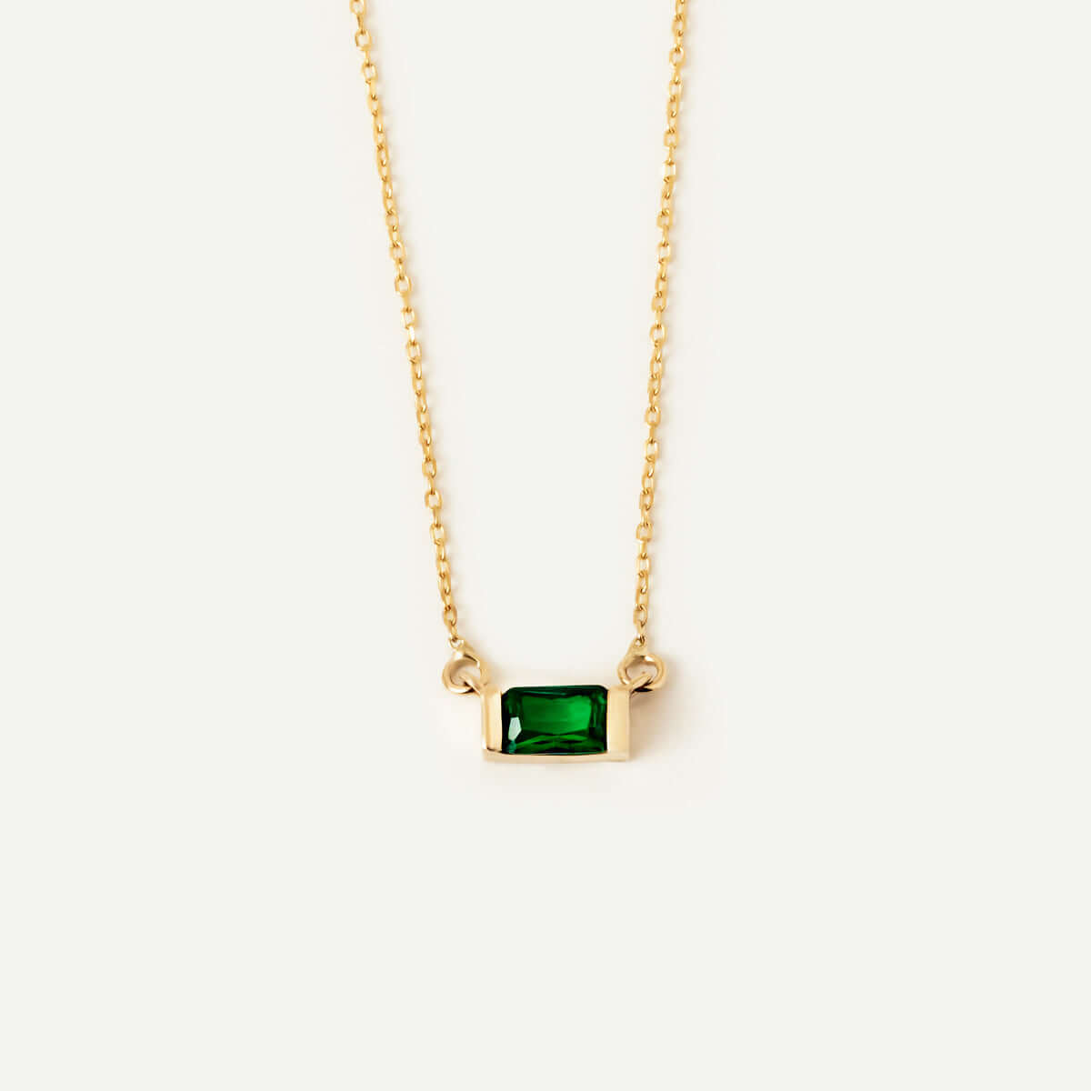 Baguette Birthstone Necklace in 14K Solid Gold