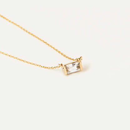 Baguette Birthstone Necklace in 14K Solid Gold