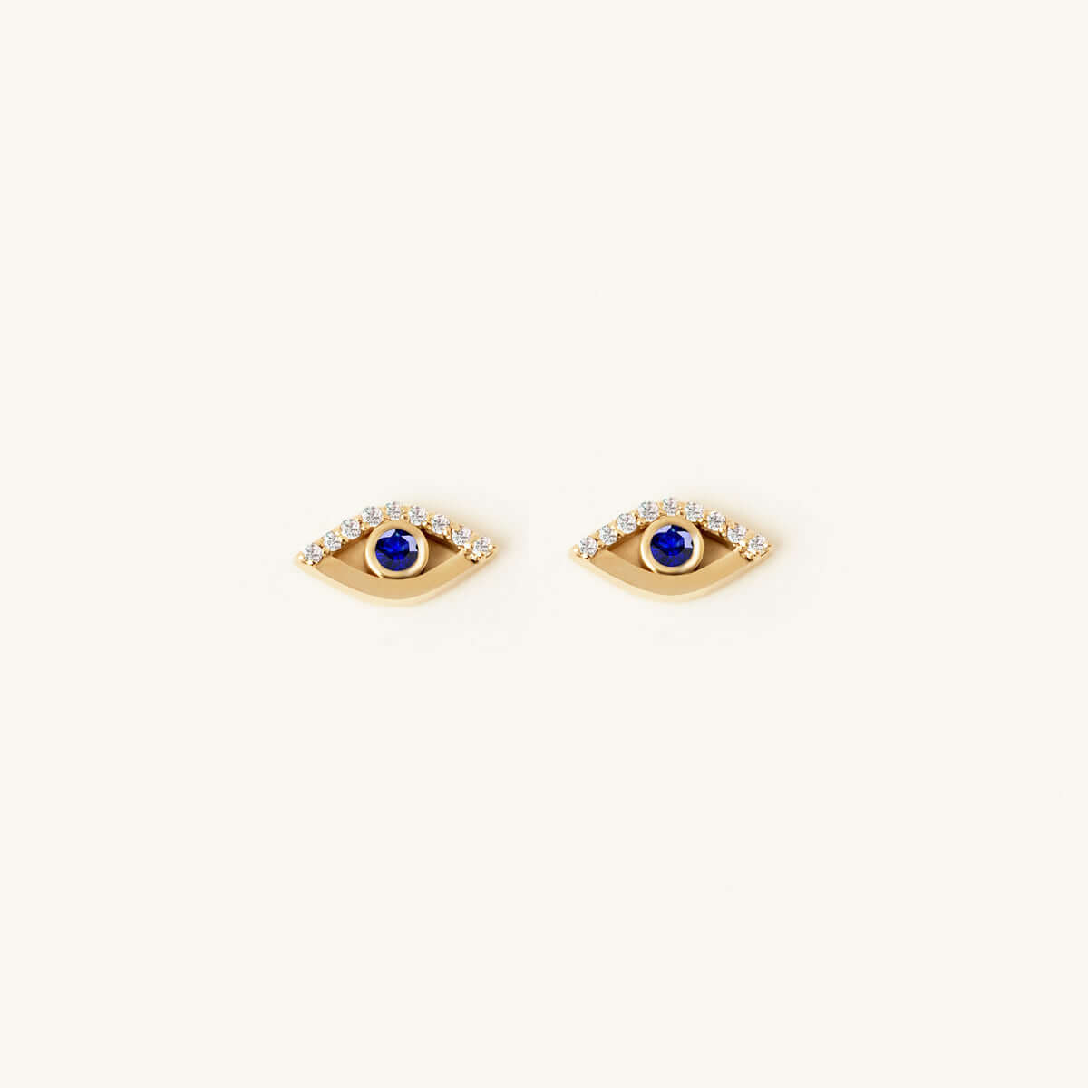 Diamond and Birthstone Evil Eye Stud Earrings in 14K Solid Gold