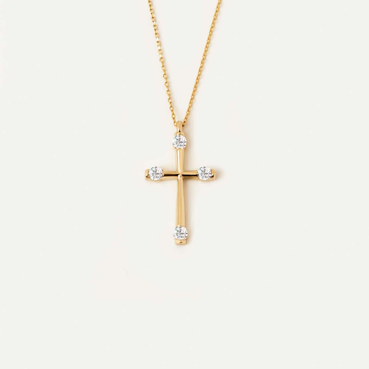 Collier avec pendentif en croix CZ en or massif 14 carats