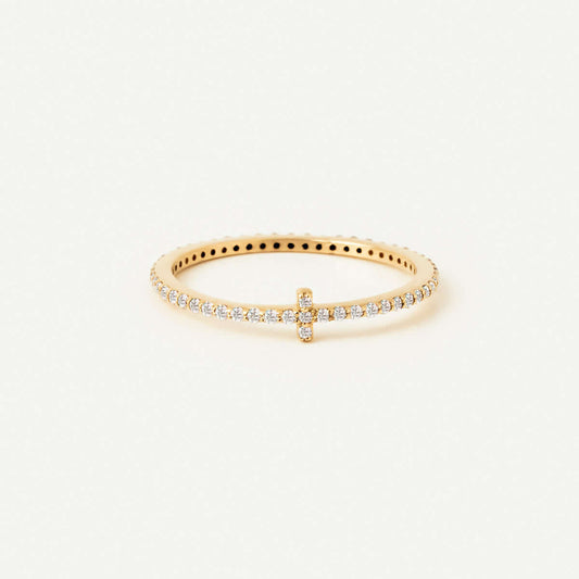 Diamond Cross Eternity Ring in 14K Solid Gold