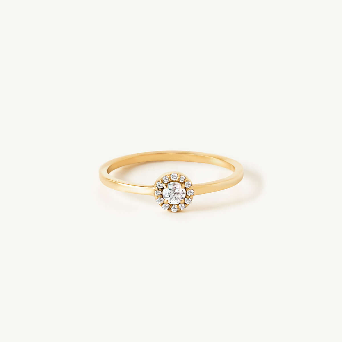 Custom Diamond Halo Gemstone Ring in 14K Solid Gold