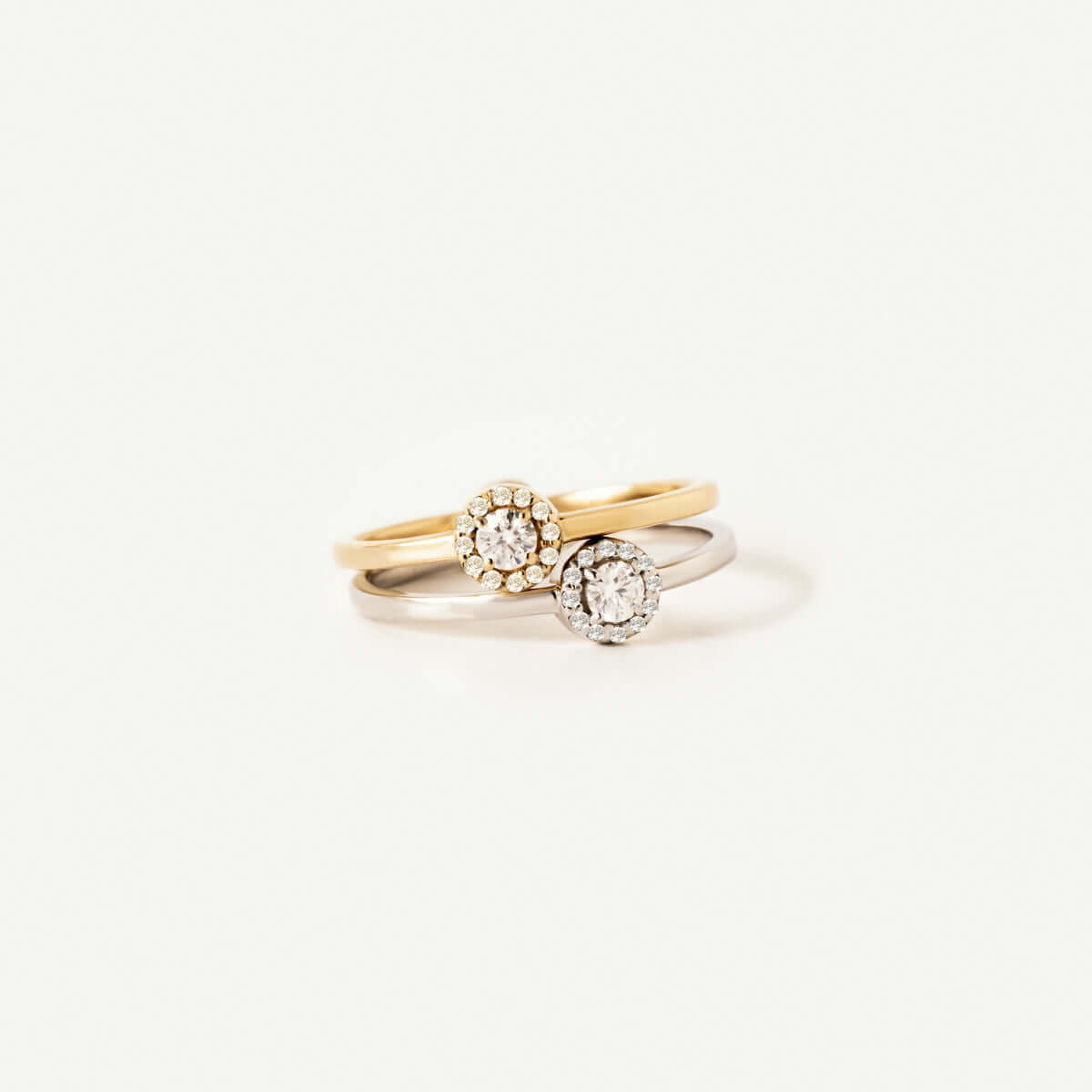 Custom Diamond Halo Gemstone Ring in 14K Solid Gold