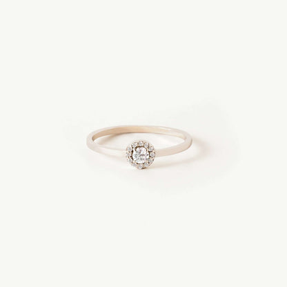 Custom Diamond Halo Gemstone Ring in 14K Solid Gold