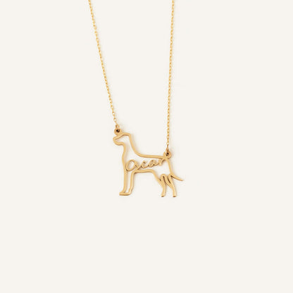 Dog Name Pendant Necklace in 14K Solid Gold