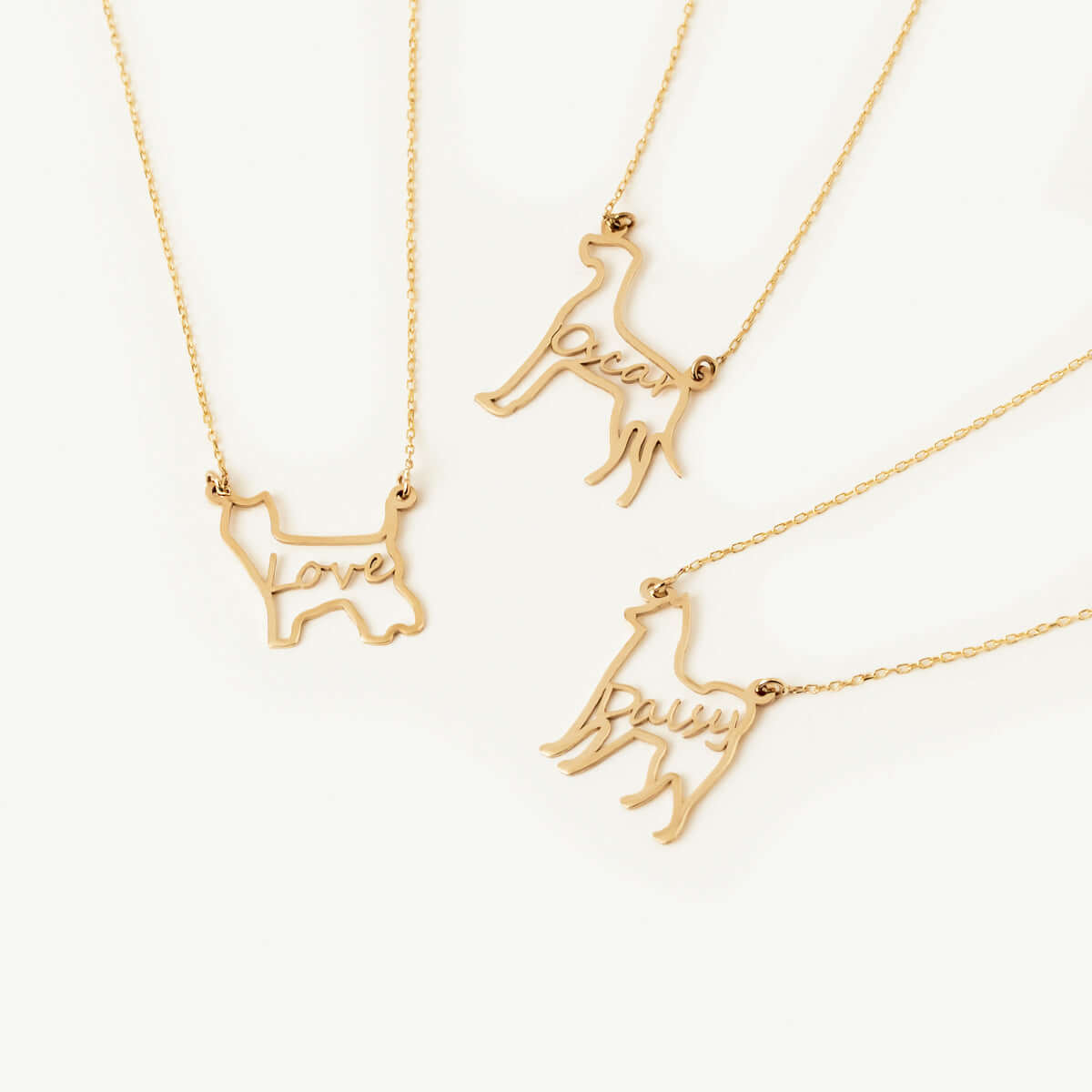 Dog Name Pendant Necklace in 14K Solid Gold