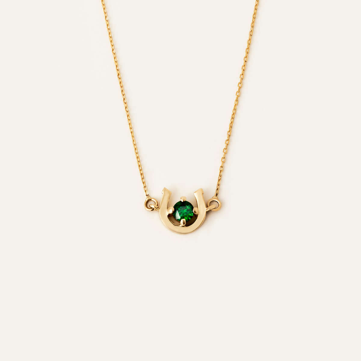 Horseshoe Birthstone Necklace in 14K Solid Gold