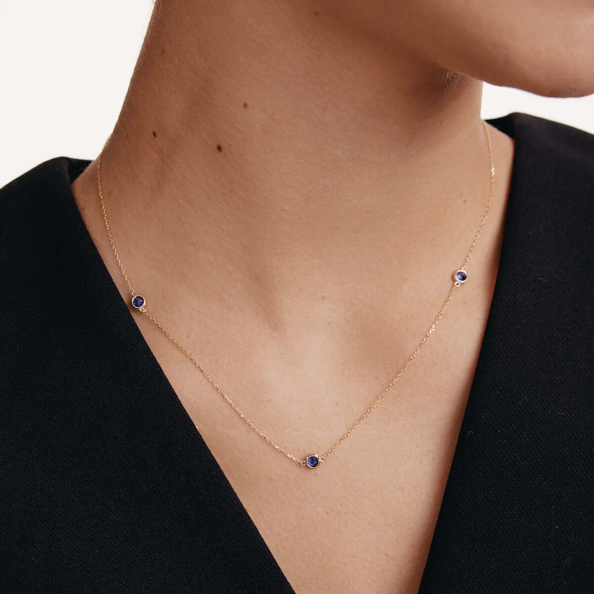 Sapphire Five Stone Station Necklace