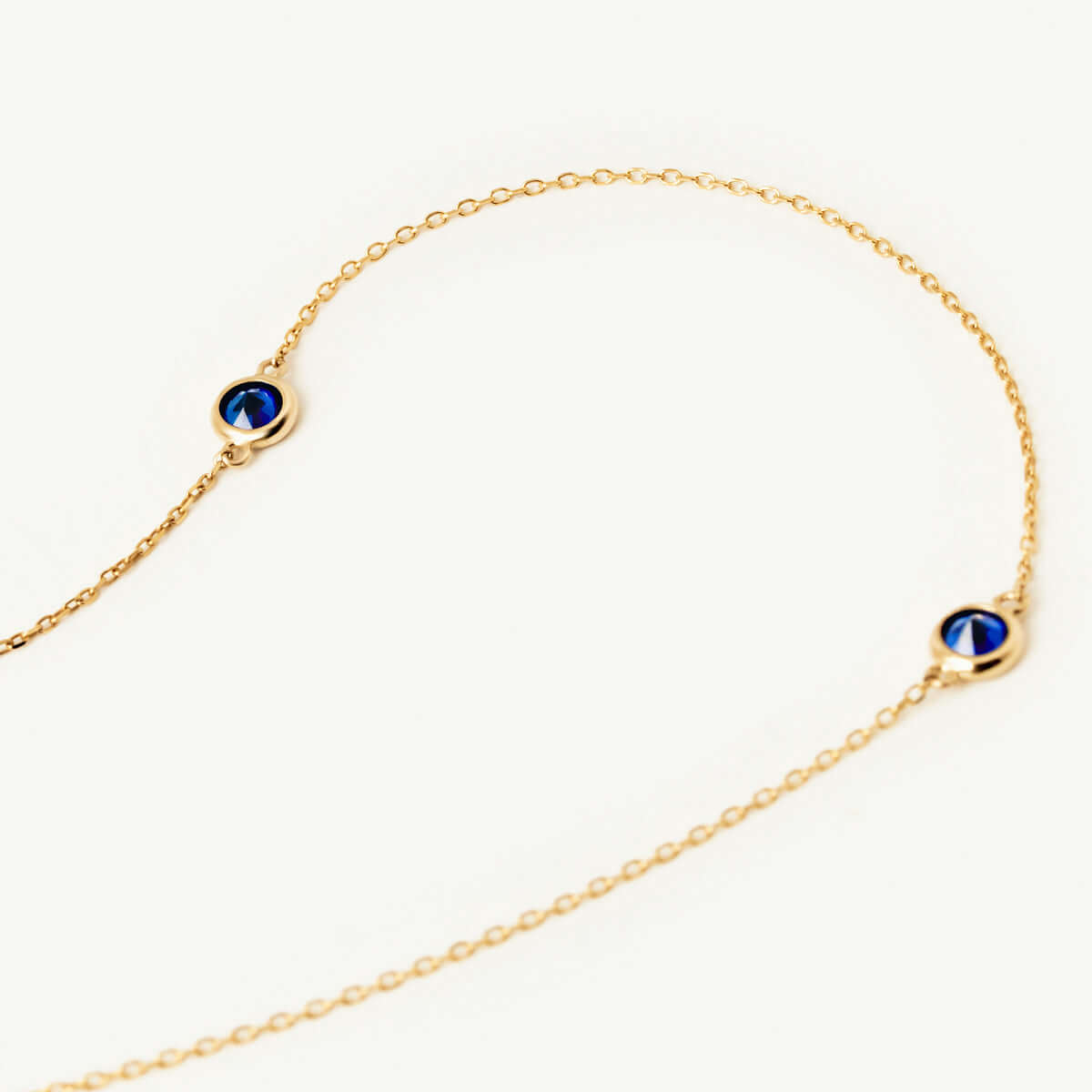 Sapphire Five Stone Station Necklace in 14K Solid Gold