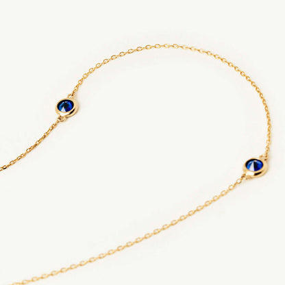 Sapphire Five Stone Station Necklace in 14K Solid Gold