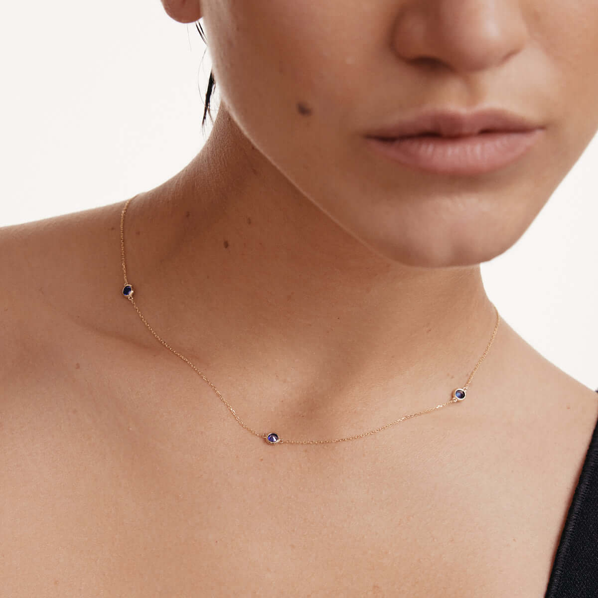 Sapphire Five Stone Station Necklace