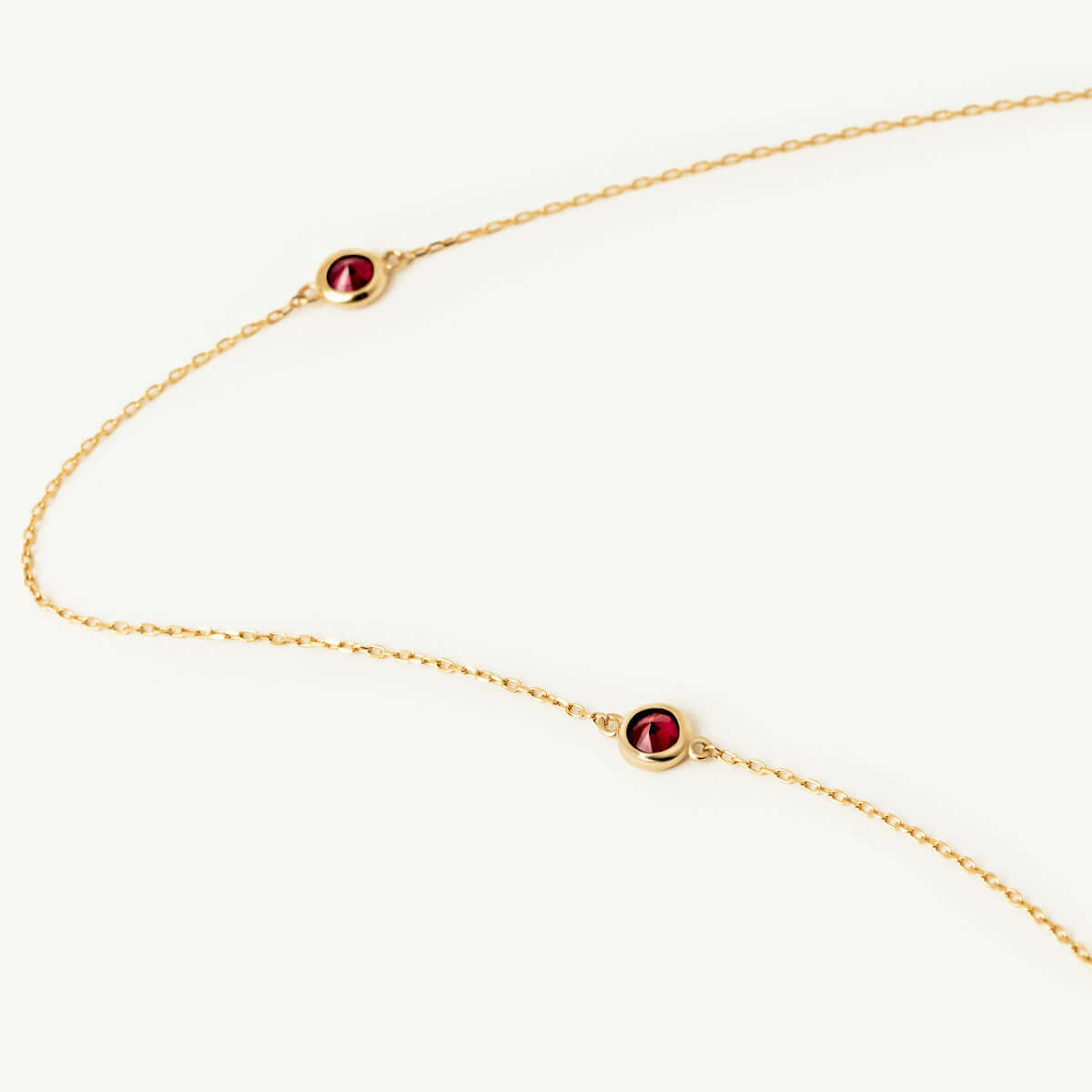 Ruby Five Stone Station Necklace in 14K Solid Gold