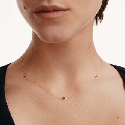 Ruby Five Stone Station Necklace