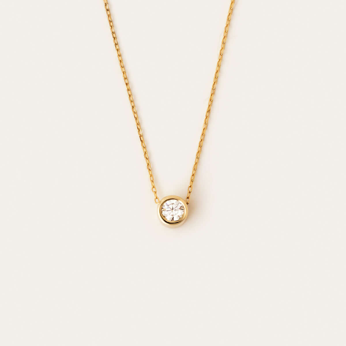 Diamond Bezel Solitaire Necklace in 14K Solid Gold