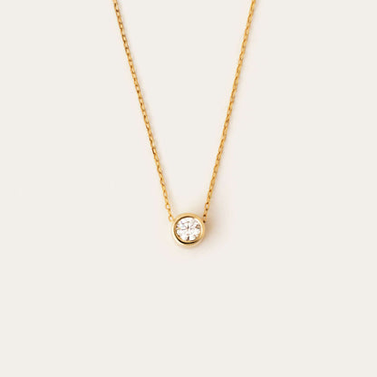 Diamond Bezel Solitaire Necklace in 14K Solid Gold