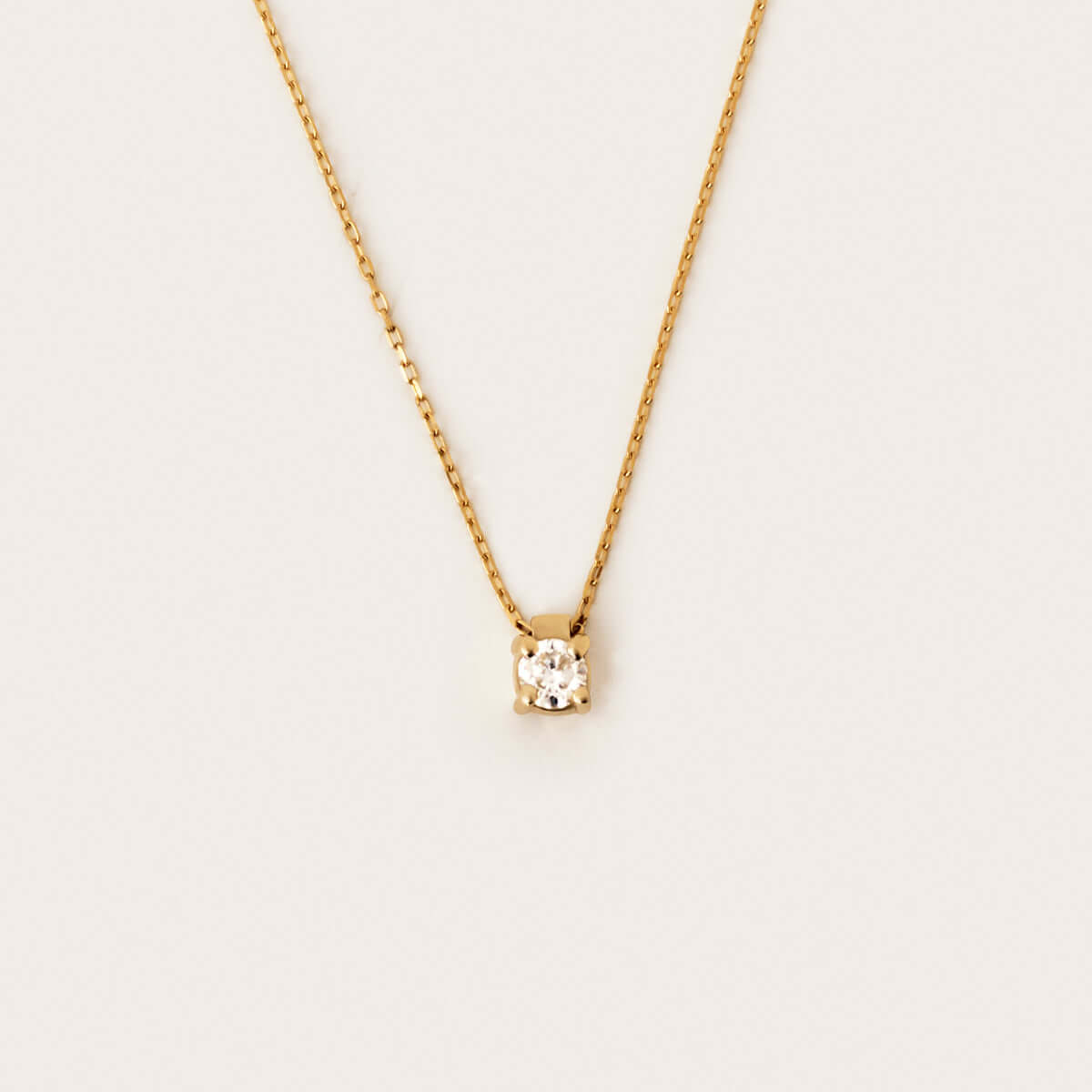 Diamond Round-Cut Solitaire Necklace in 14K Solid Gold